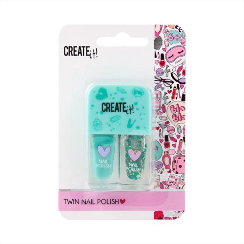 Canenco Create It! Körömlakkok, 2 db-os - türkiz és glitter