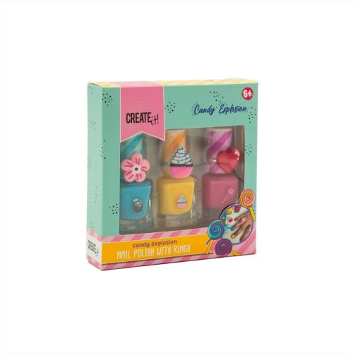 Canenco Create It! Candy körömlakkok gyűrűvel - 3 db