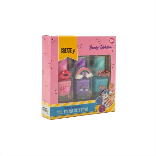 Canenco Create It! Candy körömlakkok gyűrűvel - 3 db