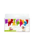 Trendhaus "Happy Birthday" csillogó betűk szülinapi gyertya szett