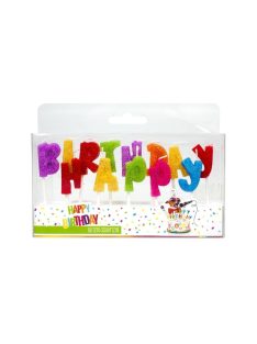   Trendhaus "Happy Birthday" csillogó betűk szülinapi gyertya szett