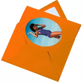   Paszpartu kártya, erezett karton, ovális kivágás, 220 g/m², 3 kártya+boríték, okker - Folia