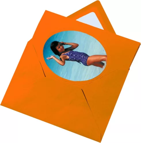 Paszpartu kártya, erezett karton, ovális kivágás, 220 g/m², 3 kártya+boríték, okker - Folia