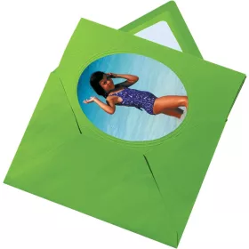   Paszpartu kártya, erezett karton, ovális kivágás, 220 g/m², 3 kártya+boríték, világoszöld - Folia