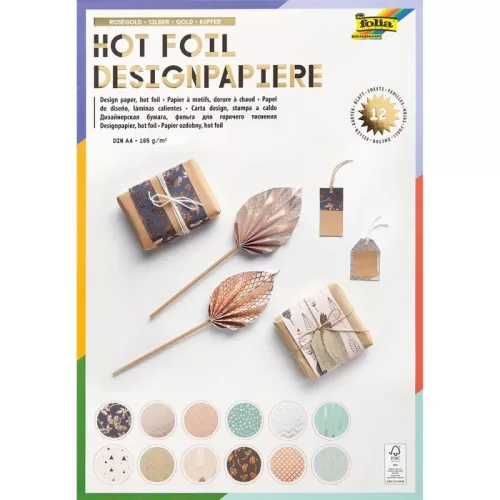 Mintás papírtömb HOTFOIL 165 g/m², A4, 12 lap, 12 minta - Folia