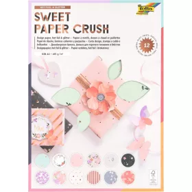   Mintás papírtömb SWEET PAPER CRUSH, glitteres, A/4, 12 lap, 12 minta - Folia
