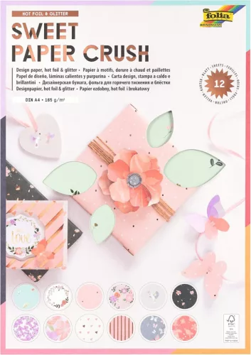 Mintás papírtömb SWEET PAPER CRUSH, glitteres, A/4, 12 lap, 12 minta - Folia