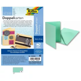   Üdvözlőkártya készítő, 220 g/m², 10,5×15 cm, 5 kártya+boríték+betét, menta - Folia
