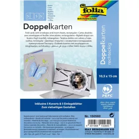  Üdvözlőkártya készítő, 220 g/m², 10,5×15 cm, 5 kártya+boríték+betét, ezüst - Folia