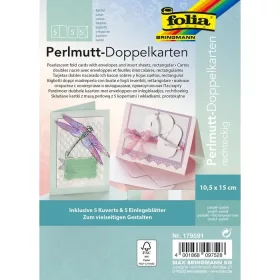   Gyöngyházfényű 5 db dupla üdvözlőkártya szett borítékkal és betétlappal PASTEL, 250 g/m², 10,5×15 cm - Folia