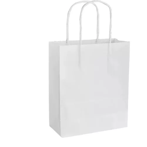 Papírtáska M, 110 g/m², kraft, 20 db, 18×21×8 cm, fehér - Folia