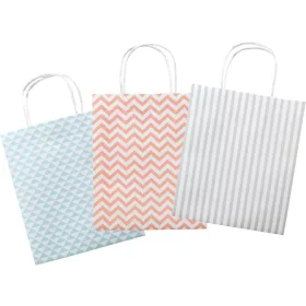   Ajándéktasak BASIC 115 g/m², kraft, 12 db, 18×8×21 cm, 3 féle minta - Folia