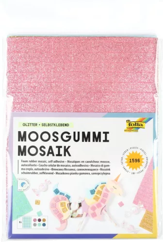 Öntapadós habszivacs mozaik GLITTER, 1596 db, 6 féle szín - Folia