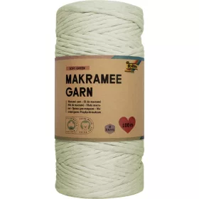   Makramé fonal SOFT GREEN, 100 m, Ø 3,5 mm, 100% pamut, extra puha - Folia