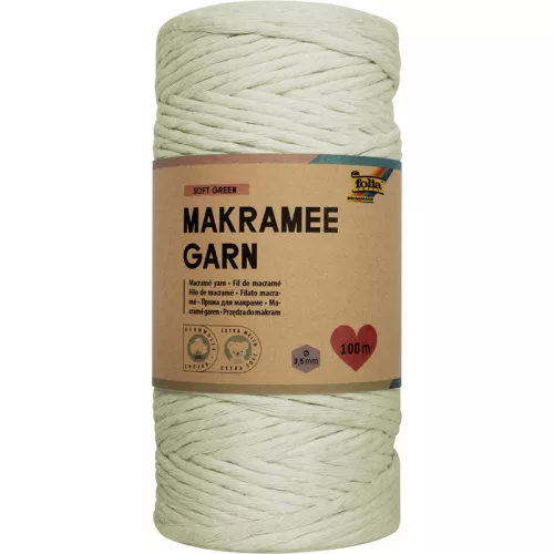 Makramé fonal SOFT GREEN, 100 m, Ø 3,5 mm, 100% pamut, extra puha - Folia