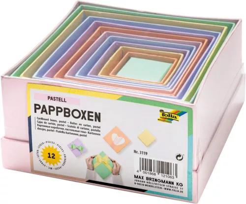Pasztell díszdoboz szett NÉGYZET alakú, 12 db, vegyes méretek - Folia