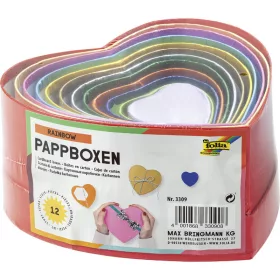   Színes díszdoboz szett SZÍV alakú, 12 db, vegyes méretek - Folia