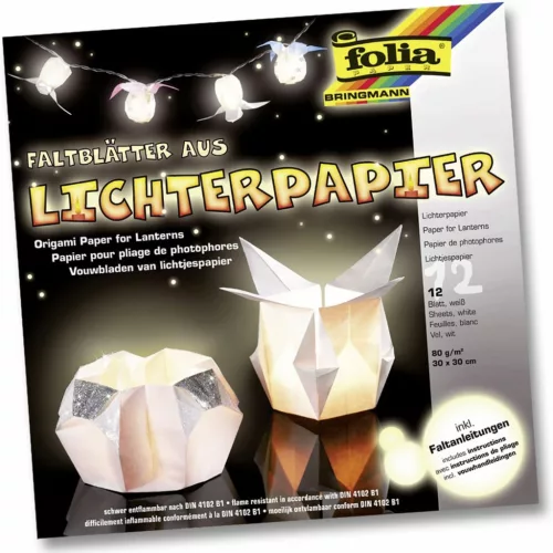 Origami lámpáspapír 80g/m², 30x30cm 12 ív/csg, fehér