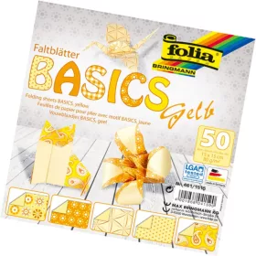   Hajtogatós papír BASIC SÁRGA 80g/m², 15x15cm 50 ív/csg, 5 minta