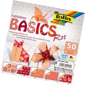   Hajtogatós papír BASIC PIROS 80g/m², 15x15cm 50 ív/csg, 5 minta