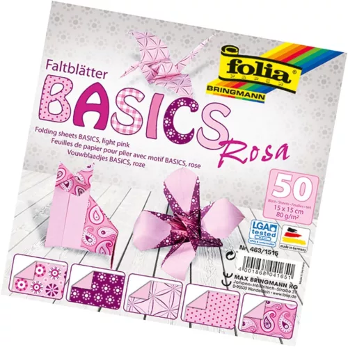 Hajtogatós papír BASIC VILÁGOS RÓZSASZÍN 80g/m², 15x15cm 50 ív/csg