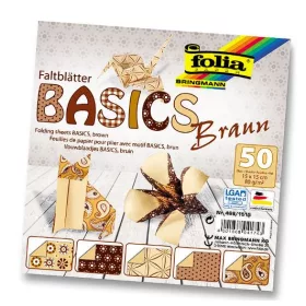   Hajtogatós papír BASIC BARNA 80g/m², 15x15cm 50 ív/csg, 5 minta