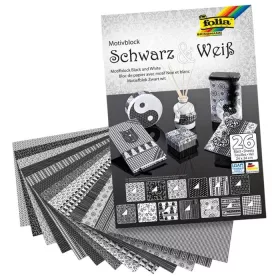   Dekorációs papír készlet (fekete/fehér) 80g és 270g, 24x34cm, 26 ív/csg, vegyes - Folia