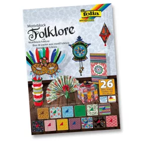   Dekorációs papír készlet (folklór) 80g és 270g, 24x34cm, 26 ív/csg, vegyes - Folia