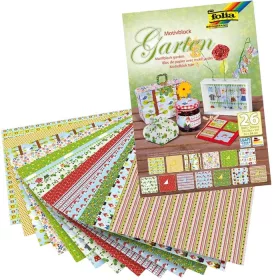   Dekorációs papír készlet (kerti) 80g és 270g, 24x34cm, 26 ív/csg, vegyes - Folia