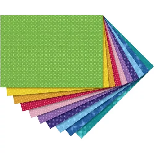 Dekorációs karton (apró pöttyös) 270g, 50x70cm, 10 ív/csg, 10 vegyes szín - Folia