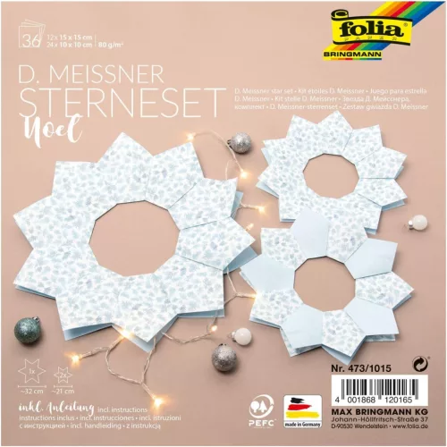Csillaghajtogató készlet NOËL, 36 ív/csg (15x15cm és 10x10cm)