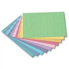   Dekorációs karton (apró csíkos) 270g, 50x70cm, 10 ív/csg, 10 vegyes szín - Folia