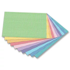   Dekorációs karton (apró kockás) 270g, 50x70cm, 10 ív/csg, 10 vegyes szín - Folia