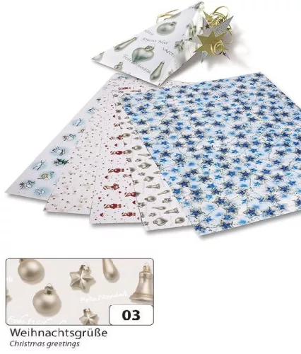 Dekorkarton karácsonyi díszes mintás, 270g/m², 50x70cm 10 ív/csg