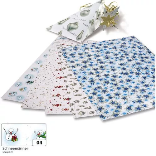 Dekorkarton karácsonyi - hóember mintás, 270g/m², 50x70cm 10 ív/csg