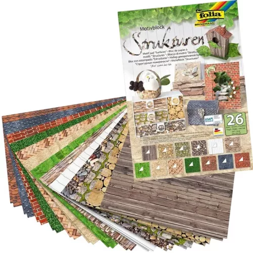 Mintás dekorkarton tömb (struktúrált) 24x34cm, 26 ív/csg, vegyes - Folia