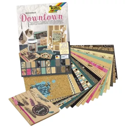 Mintás papírtömb DOWNTOWN, 24×34 cm, 20 lap, vegyes - Folia