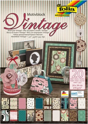 Mintás papírtömb VINTAGE II, 24×34 cm, 20 lap, vegyes - Folia