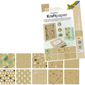   Mintás kraft papír tömb, A4, 20 lap, kraft karton 230 g/m² és papír 120 g/m² vegyes - Folia