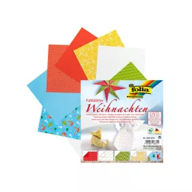   Karácsonyi origami papír, 80g, 15x15cm, 50 ív/csg, 5 válogatott minta - Folia