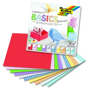   Alap origami papír, intenzív/csg, 80g, 20x20cm, 50 ív/csg, 10 válogatott minta - Folia