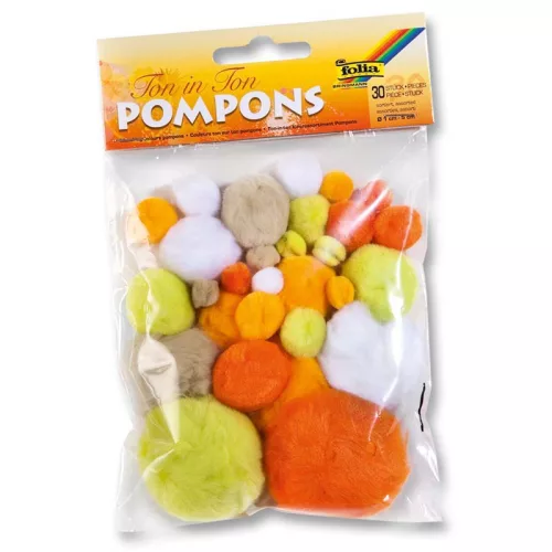 Pompon csomag sárga árnyalatok, 30 db, vegyes méretek 1-5 cm - Folia