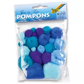   Pompon csomag kék árnyalatok, 30 db, vegyes méretek 1-5 cm - Folia