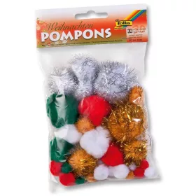   Pompon csomag KARÁCSONY MIX, 30 db, vegyes méretek 1-5 cm - Folia
