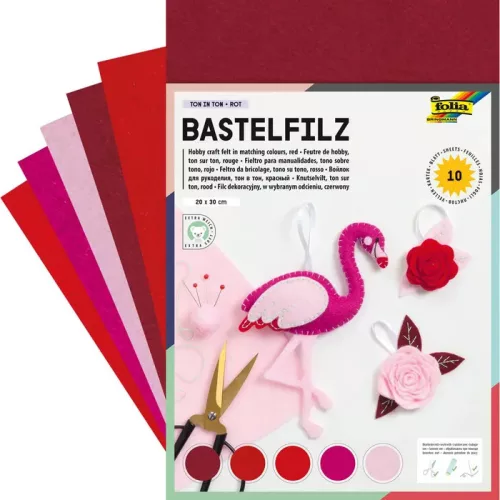 Barkácsfilc tónusos mix 150g/m², 20x30cm 10 ív/csg, piros