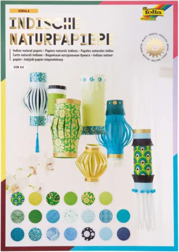 Natúr papírtömb COLOURS OF INDIA – Kerala, A4, 20 lap, kék/zöld árnyalatok - Folia