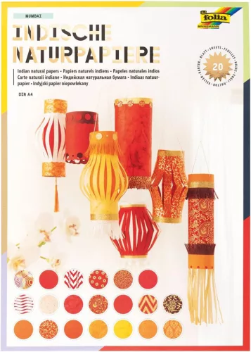 Natúr papírtömb COLOURS OF INDIA – Mumbai, A4, 20 lap, piros/narancs árnyalatok - Folia