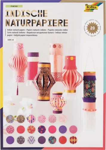 Natúr papírtömb COLOURS OF INDIA – Punjab, A4, 20 lap, rózsaszín/lila árnyalatok - Folia