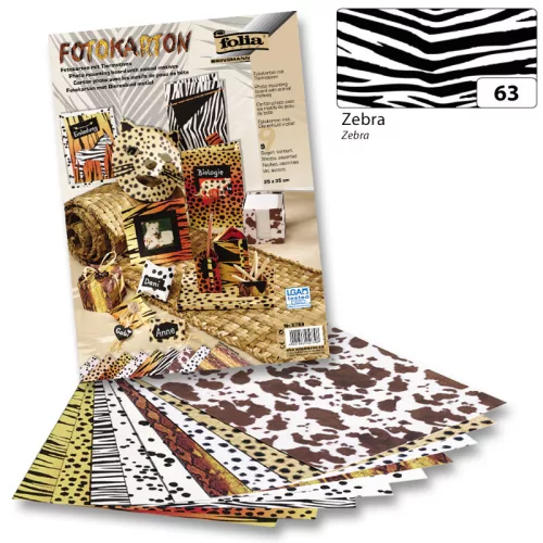 Dekorációs karton (zebra mintás) 300g, 50x70cm, 10 ív/csg - Folia