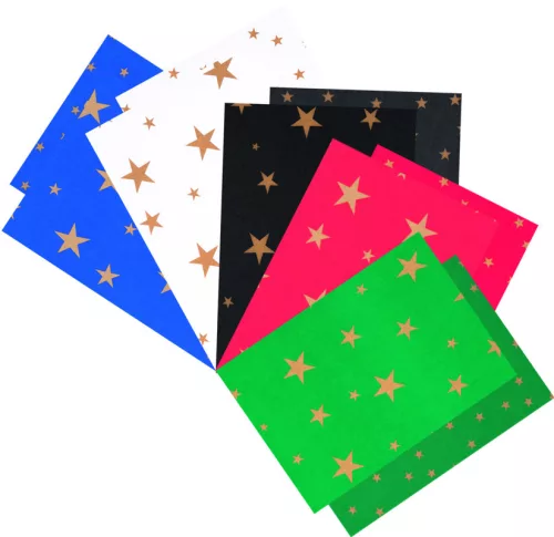 Fotókarton arany csillagokkal 300g/m² 25x35cm, 10 ív/csg vegyes színek